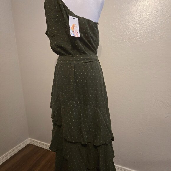 Summer Floral Sundress One Shoulder Tiered Ruffle Flowy Midi Beach Boho Dress - Picture 7 of 8